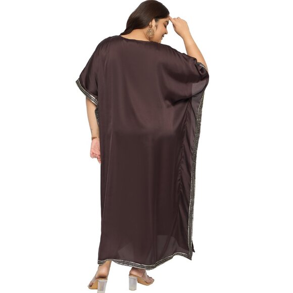 Gypsie Blu Women Plus Size Satin Sequences Caftan Dress Wedding Gown for Girls - Picture 7 of 8